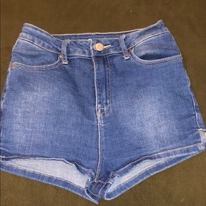 Urban Outfitters high rise blue denim shorts
